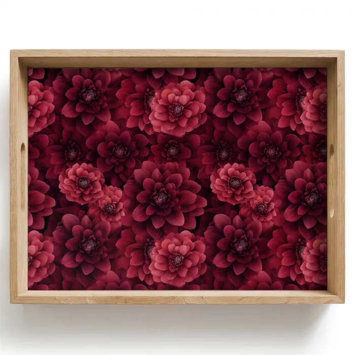 Dahlias - Bloemen - Rood Dienblad Rechthoek middel 911 -z3d_shopping