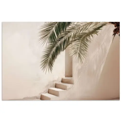 Palmboom - Schaduw - Trap - Beige poster papier klein -3d