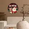 Kerstman - Rendier - Tekst - Rood - Zwart Wandcirkel kunststof plaat 5mm dik klein -sfeer1