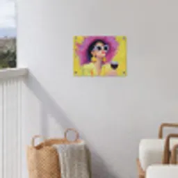 Vrouw - Hoed - Paars - Wijn tuinposter los doek klein -sfeer8