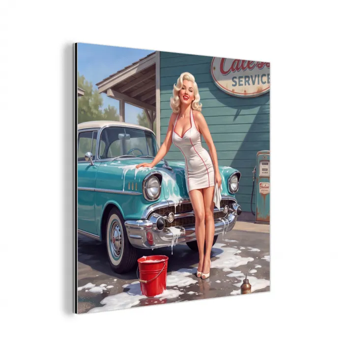 Auto - Vrouw - Groen aluminium wit klein -3d