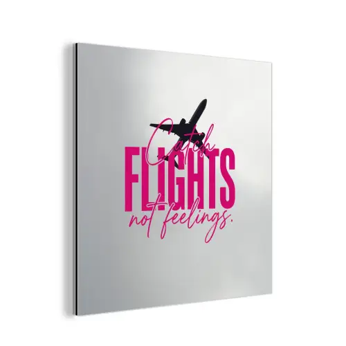 Catch flights not feelings - Vliegtuig - Roze aluminium wit klein -3d