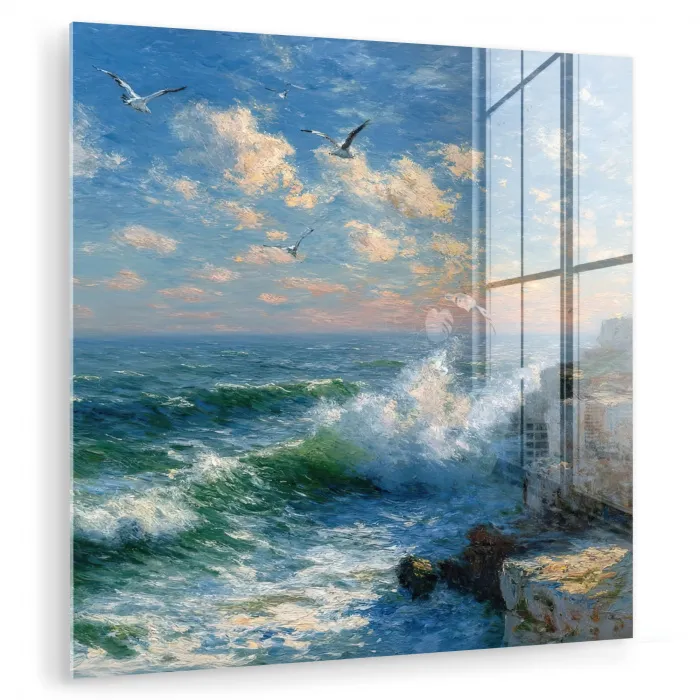Zee - Golven - Rotsen - Meeuwen plexiglas 5mm klein -zzzproduct_nieuw