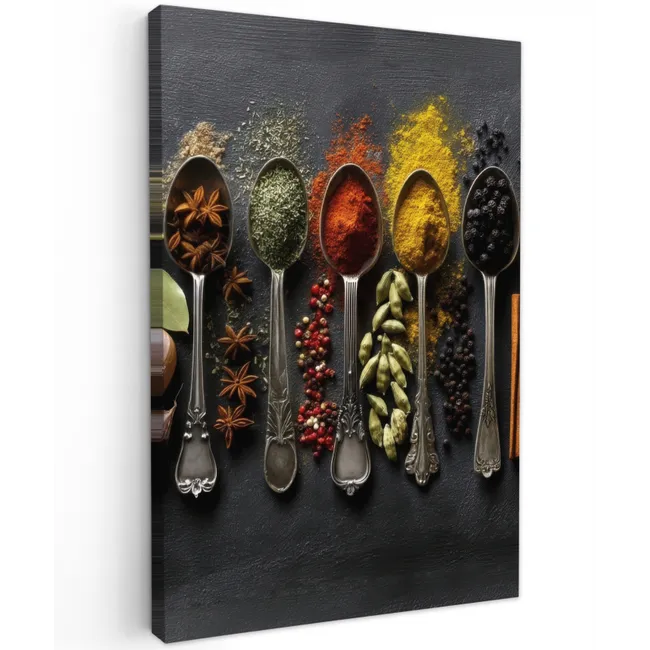 Lepels - Specerijen - Kaneel - Chili Tuinposter op houten frame 2 cm dik klein -3d