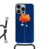 Bloem - Oranje - Bladeren Hoesje iPhone 16 Pro Max met koord klein -3d