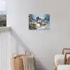 Sneeuwpop - Winterdorp - Kleurrijk tuinposter los doek klein -sfeer8