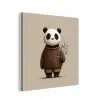 Panda - Blauwe bloemen - Zachtheid aluminium wit klein -3d