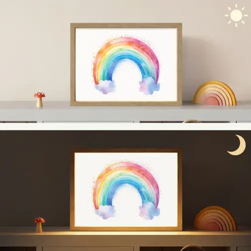 Regenboog - Kinderen - Meisje Light Box met batterij (Wandlamp kind) middel -sfeer3_kind