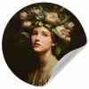 Bloemenstilte - Vrouw - Portret Wandcirkel behangsticker klein -3d