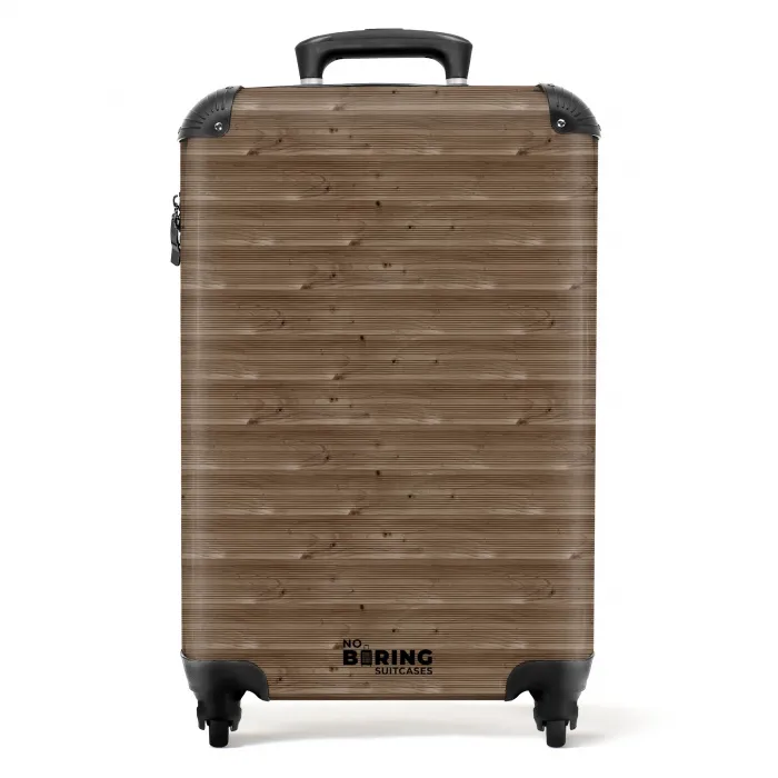 Bruin hout met fijne horizontale nerfstructuur NBS - Handbagage koffer - Volwassenen Unisex middel -productfoto_recht