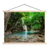 Jungle - Waterval - Planten - Water - Natuur textielposter latten blank klein -3d