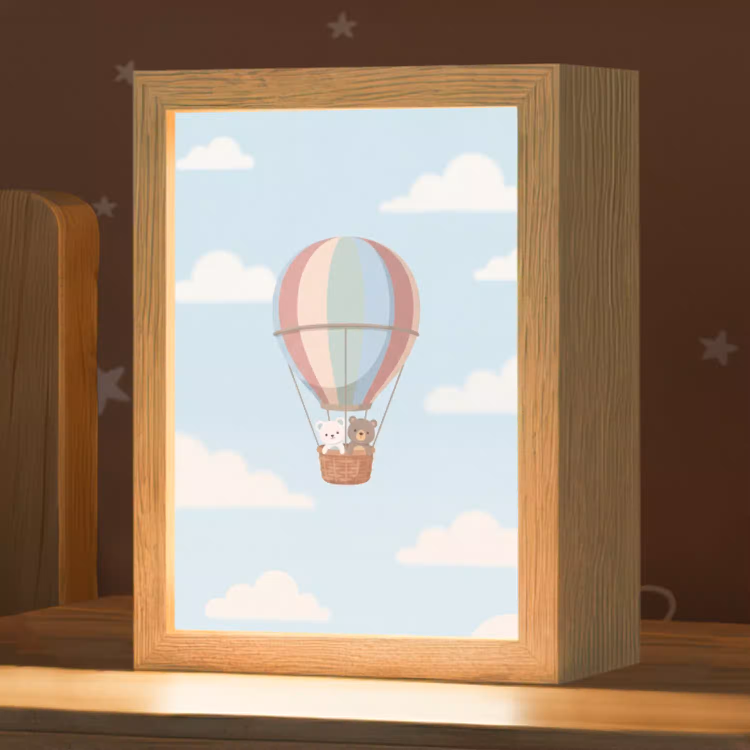 Luchtballon - Beren - Pastel Light Box met kabel (Kinderlampje) klein -zzz_3d_website