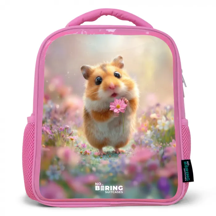 Hamster - Bloem - Natuur - Dier Kinderrugzak - Roze middel -3d