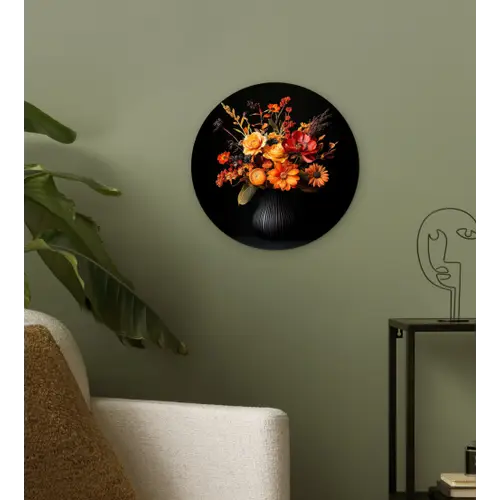 Herfst - Boeket - Oranje Wandcirkel kunststof plaat 5mm dik klein -sfeer3