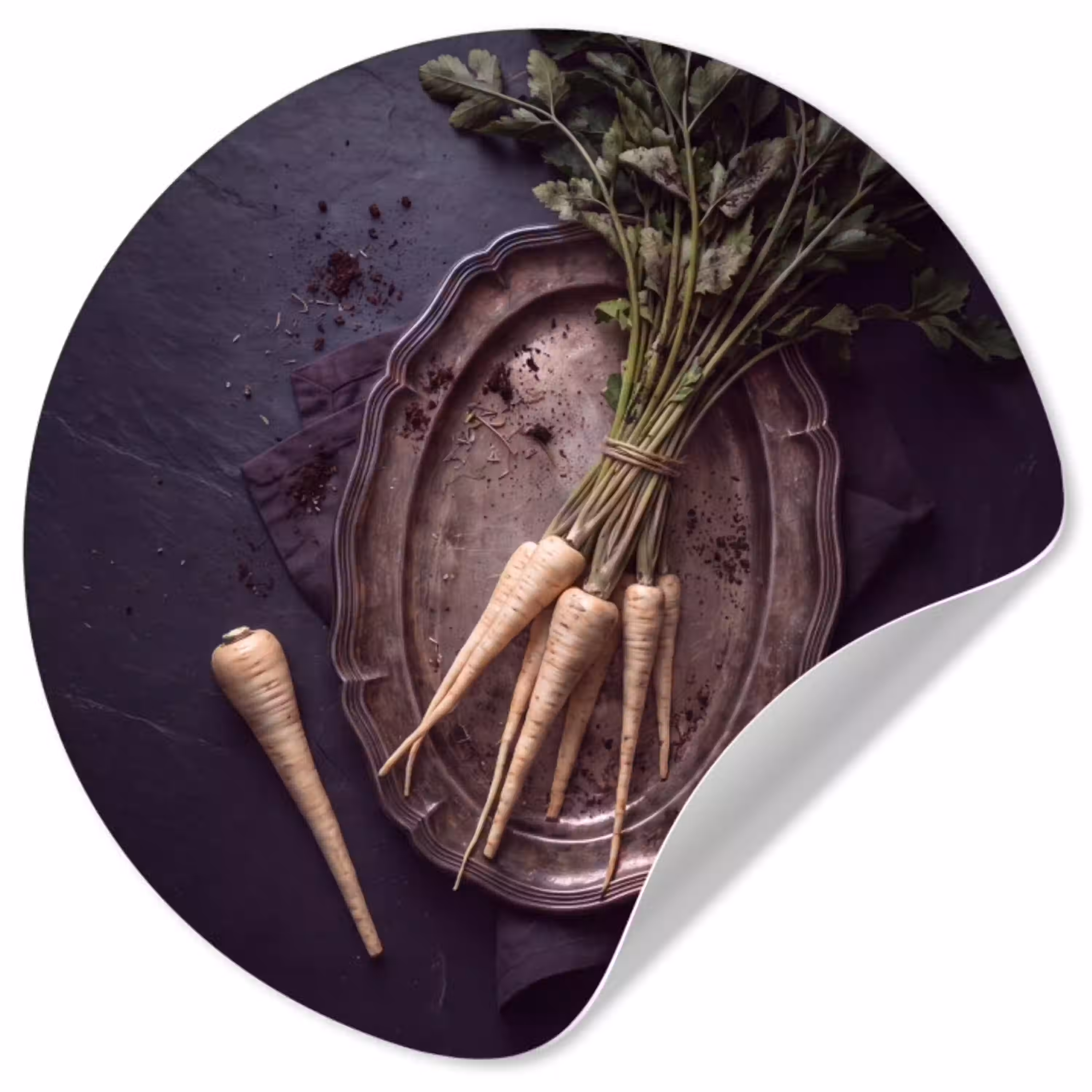 Groenten - Still-leven - Donker Wandcirkel behangsticker klein -3d