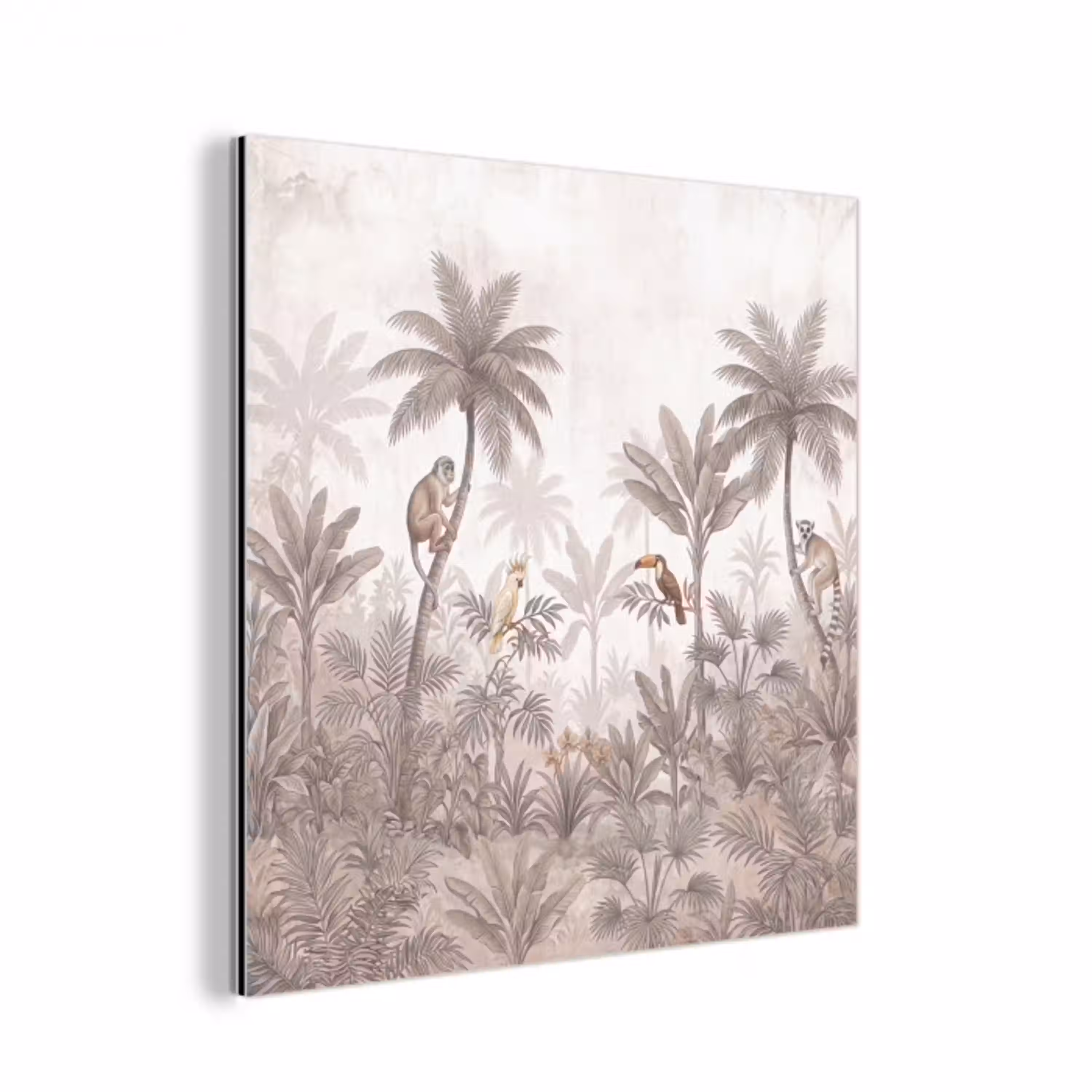 Jungle - Dieren - Palmbomen aluminium wit klein -3d