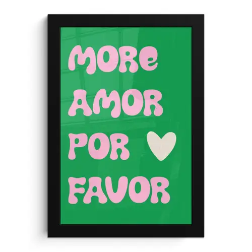 Amor - Valentijn - Groen - Tekst fotolijst zwart zonder passe partout klein -3d