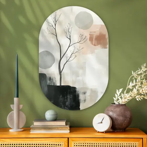 Wabi sabi - Beige - Plant Wandcirkel Ovaal Glas middel -sfeer2