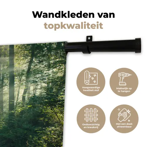 Bos - Pad - Zon - Bomen - Groen - Natuur Wandkleed katoen klein -sfeer2