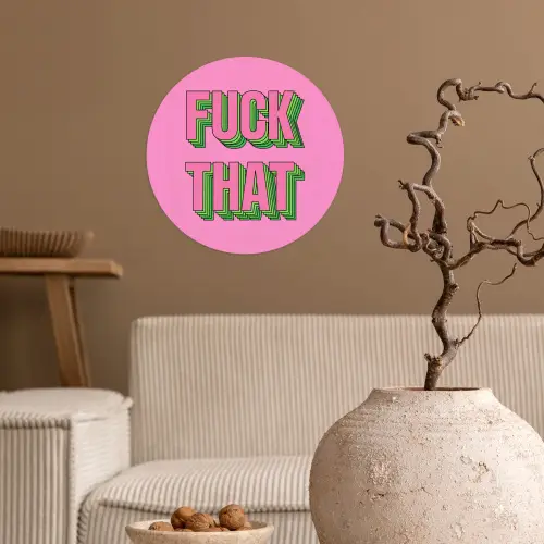 Tekst - Bold - Roze Wandcirkel behangsticker klein -sfeer1