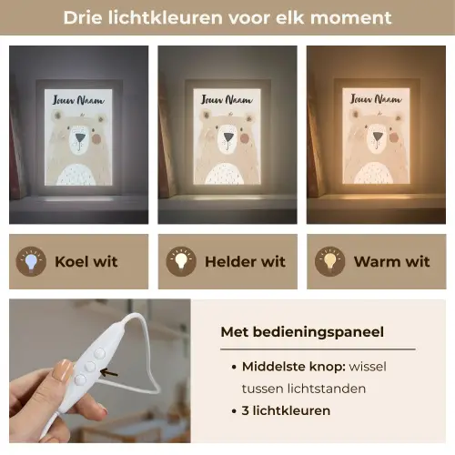 Beer - Dier - Wilde dieren Light Box met kabel (Kinderlampje) klein -USP_lichtkleurNL