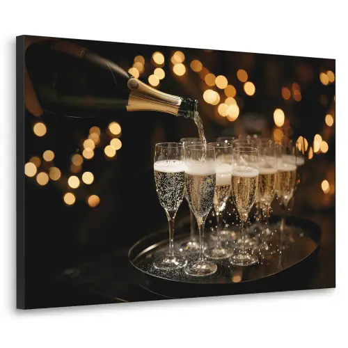 Lichtjes - Champagne - Dienblad - Glazen Textielframe zwart klein -3d