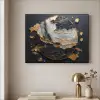 Kunst - Goud - Zwart - Modern - Abstract Textielframe zwart klein -sfeer2