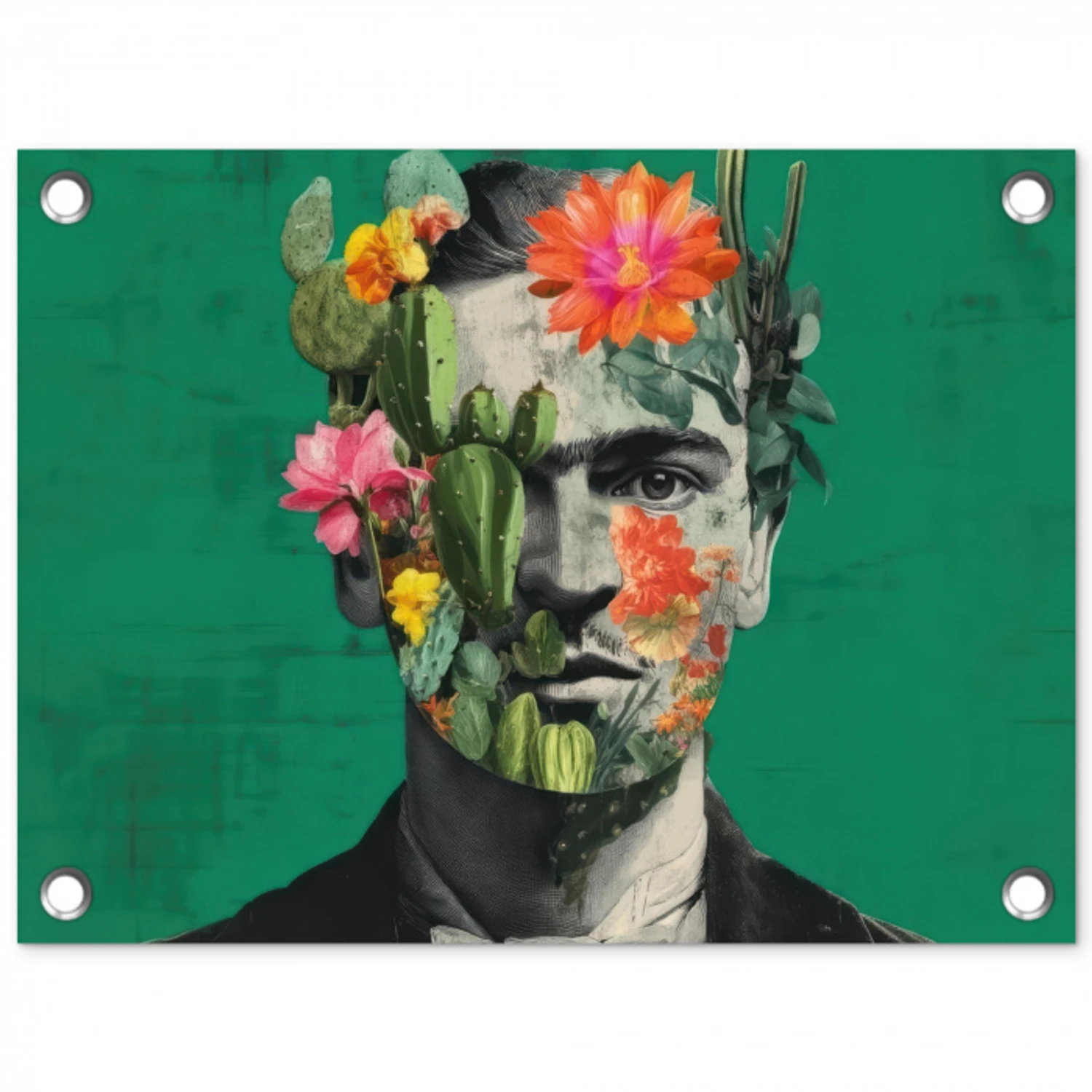 Man - Planten - Groen tuinposter los doek klein -3d