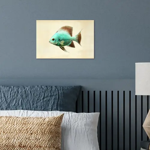 Schubben - Vis - Mint - Minimalistisch poster papier klein -sfeer2