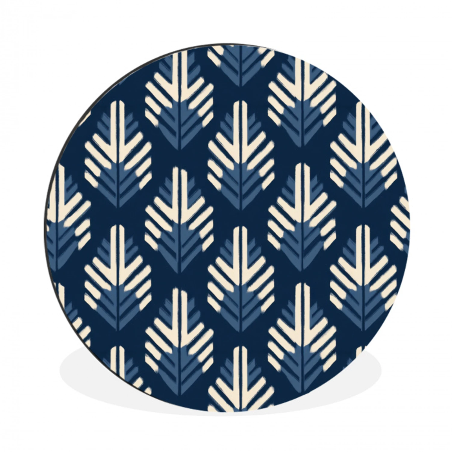 Modern - Patroon - Blauw Wandcirkel aluminium klein 190 -3d