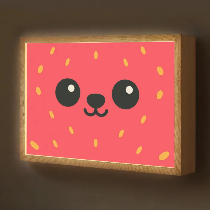 Kat - Aardbei - Cartoon Light Box met batterij (Wandlamp kind) middel -z3d_website