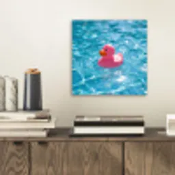 Badeend - Dobberend - Roze aluminium wit klein -sfeer1