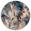 Goud - Blauw - Marmer Wandcirkel kunststof plaat 5mm dik klein -3d