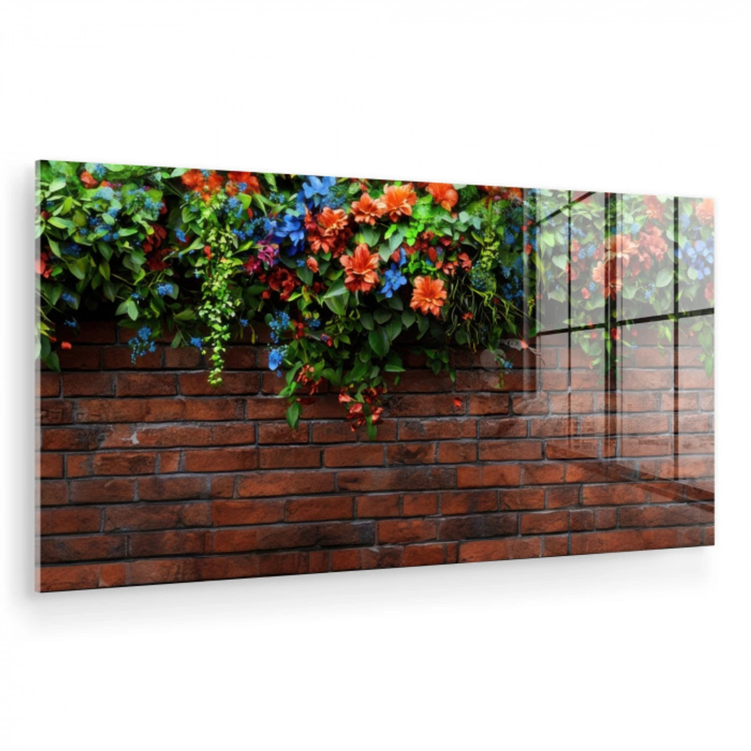 Bloemen - Muur - Groen - Oranje plexiglas 5mm klein -zzzproduct_nieuw