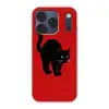 Kat - Zwart - Staart Telefoonhoesje iPhone 17 Pro klein -3d