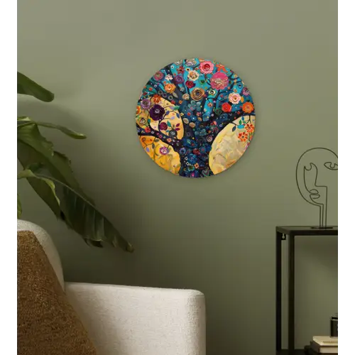 Boom - Levensboom - Kleurrijk - Bloemen - Modern Wandcirkel kunststof plaat 5mm dik klein -sfeer3