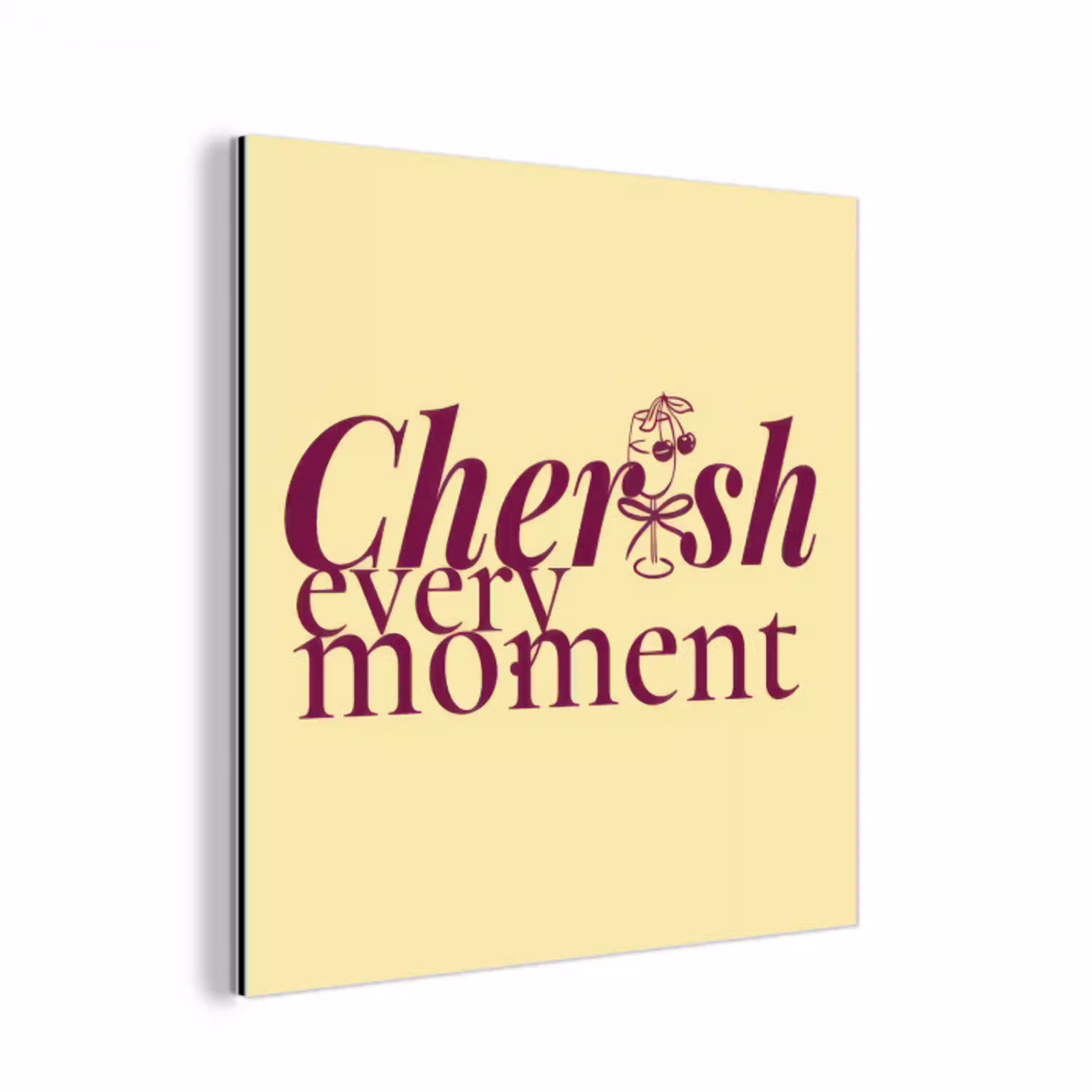 Cherish every moment - Cocktailglas - Geel aluminium wit klein -3d
