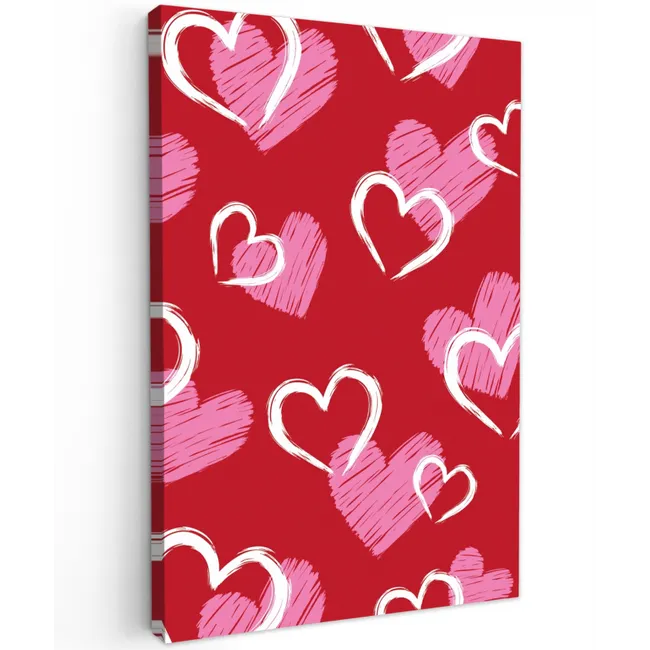 Patroon - Hartjes - Roze - Valentijn Tuinposter op houten frame 2 cm dik klein -3d