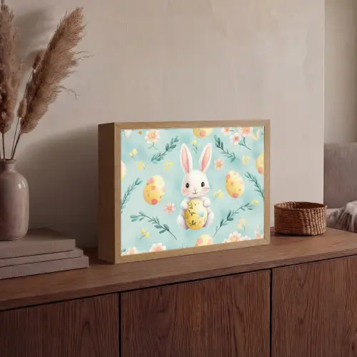 Konijn - Eieren - Takjes Light Box met batterij (Wandlamp) middel -sfeer2