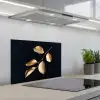Bladeren - Tak - Goud - Luxe keuken achterwand spatscherm klein -3d_schuin