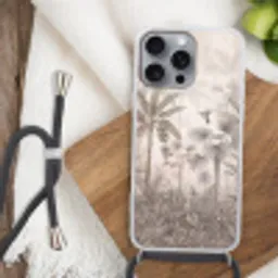 Jungle - Banenboom - Kolibrie - Beige Hoesje iPhone 16 Pro Max met koord klein -sfeer4