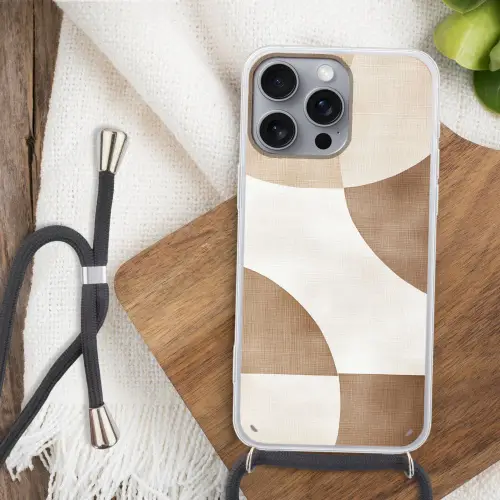 Snijdende cirkels - Overlappende vlakken Hoesje iPhone 16 Pro Max met koord klein -sfeer4