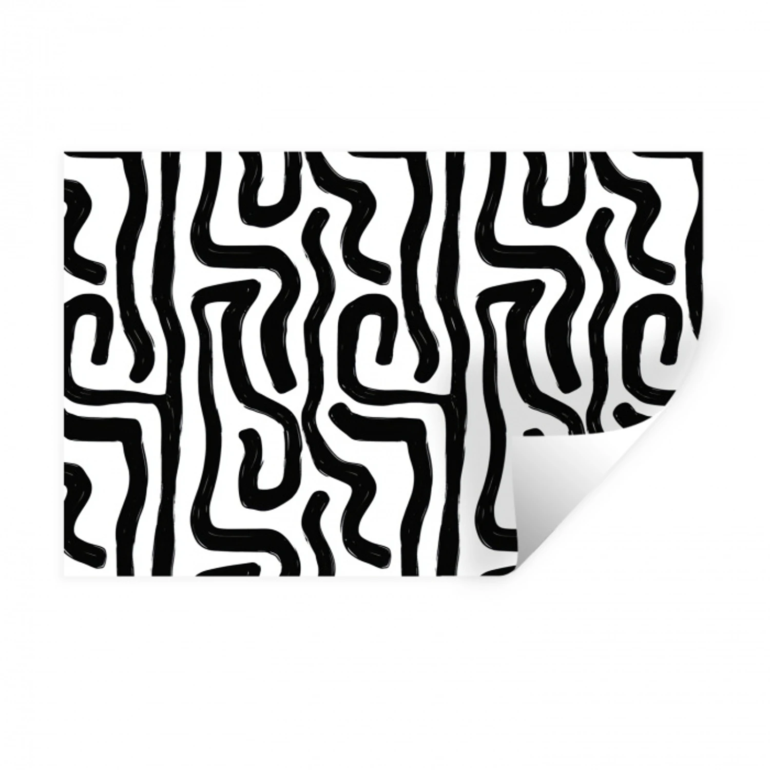Modern - Lijnen - Zwart Muursticker klein 286 -3d