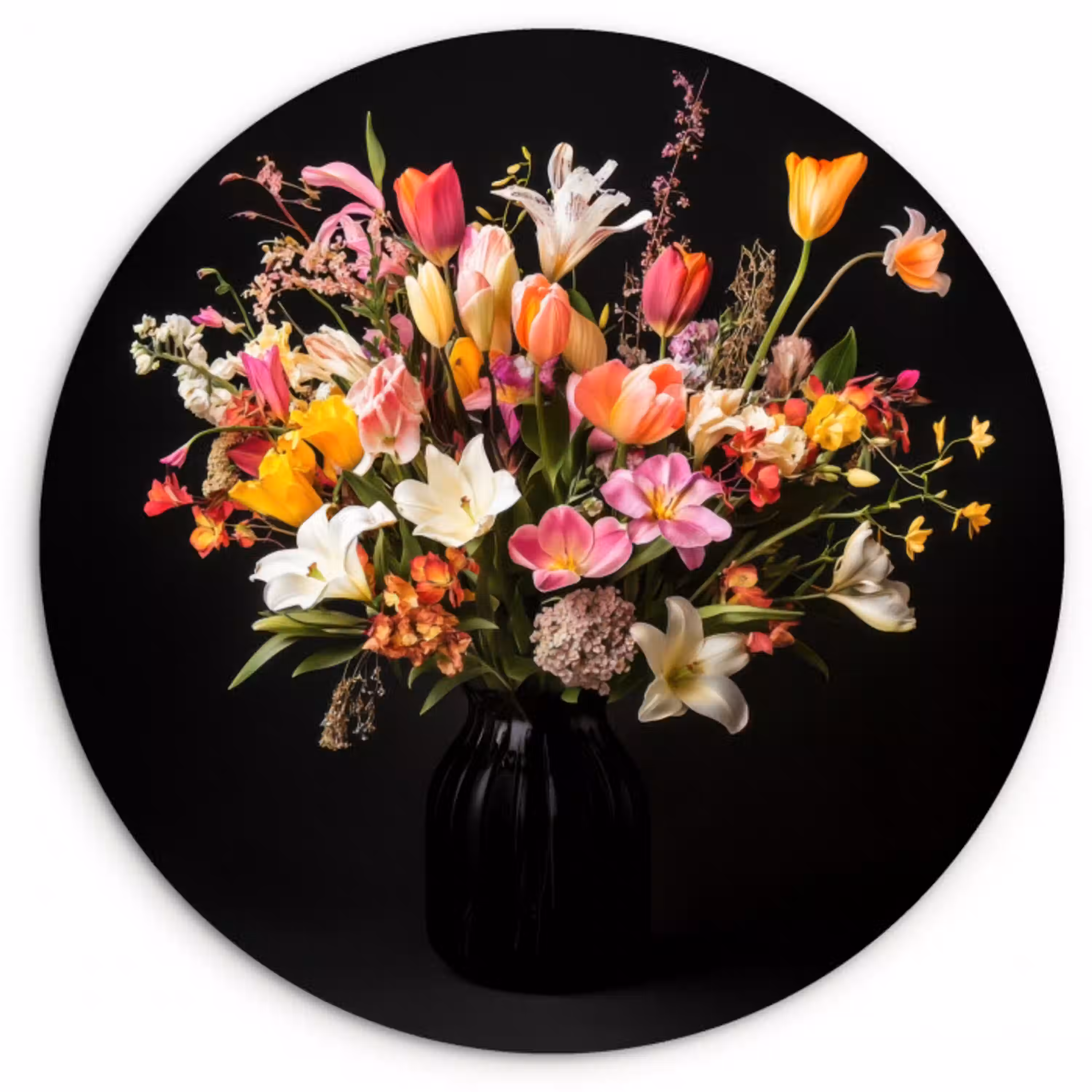 Vaas - Bloemen - Tulpen Wandcirkel plexiglas klein -3d