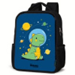 Dino - Planeet - Ster - Blauw Rugzak - Zwart middel -schuin