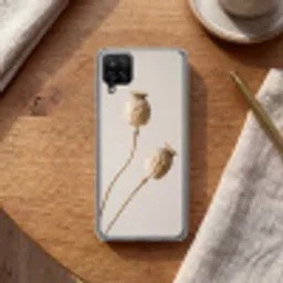 Papaverbollen - Droogbloemen - Minimalistisch - Beige - Rustig Telefoonhoesje Samsung Galaxy A12 klein -sfeer1