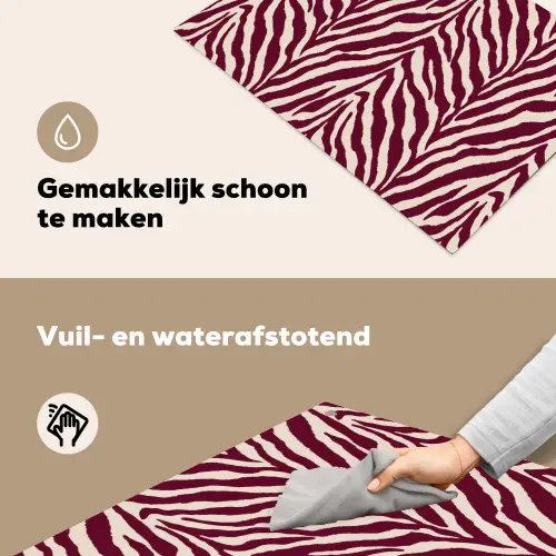 Zebra - Motief - Bordeaux - Rood Inductie beschemer met haakjes klein 777 -ky-schoon-nl