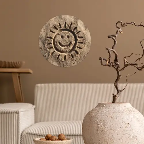 Gezichtje - Zon - Zand - Getekend Wandcirkel behangsticker klein -sfeer1