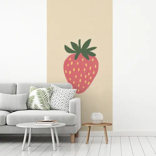 Aardbei - Minimalistisch - Rood - Fruit fotobehang vinyl groot -woonkamer