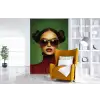 Vrouw - Groen - Bril - Aesthetic - Modern fotobehang vinyl groot -stoel